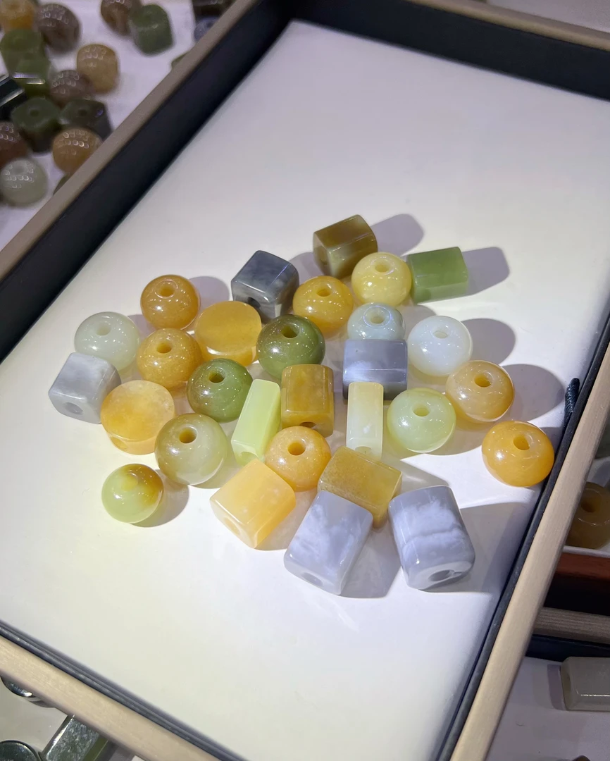 天然和田玉 桶珠专拍链接和田玉多宝色桶珠