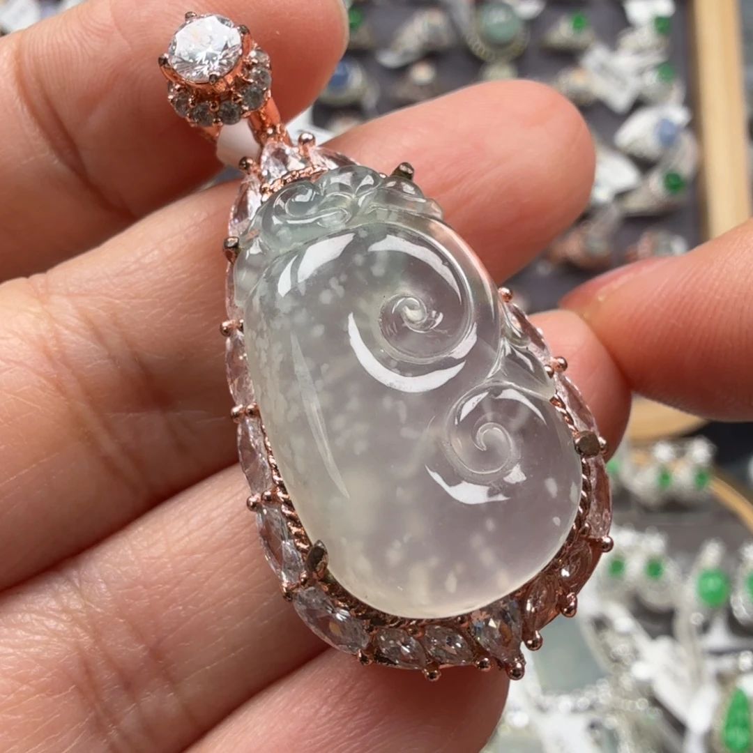 翡翠银S925镶嵌戒指8052