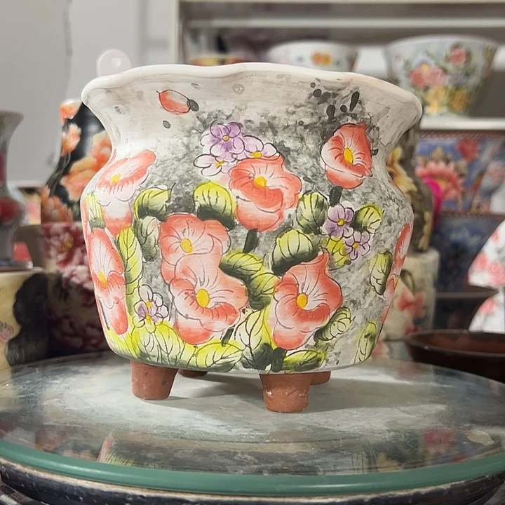 景德镇幸运花盆手绘韩式花盆