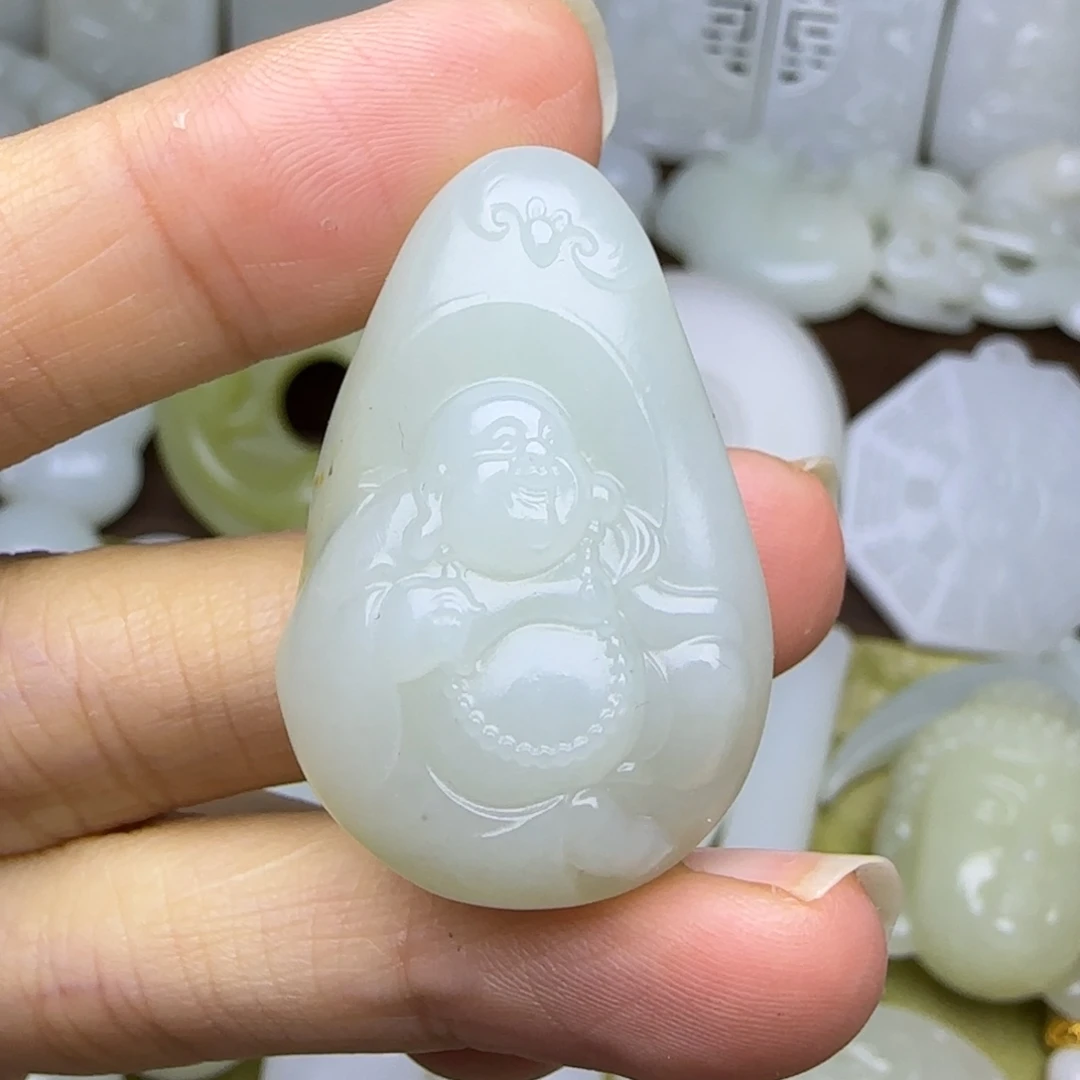 和田玉未镶嵌挂件弥勒佛