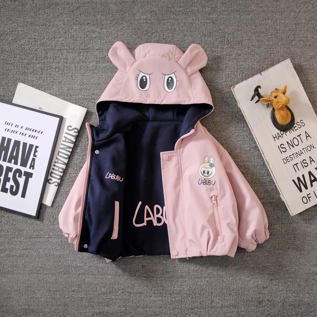 儿童双面穿外套2025新款冲锋衣童装秋季潮流连帽外套女童宝宝外套