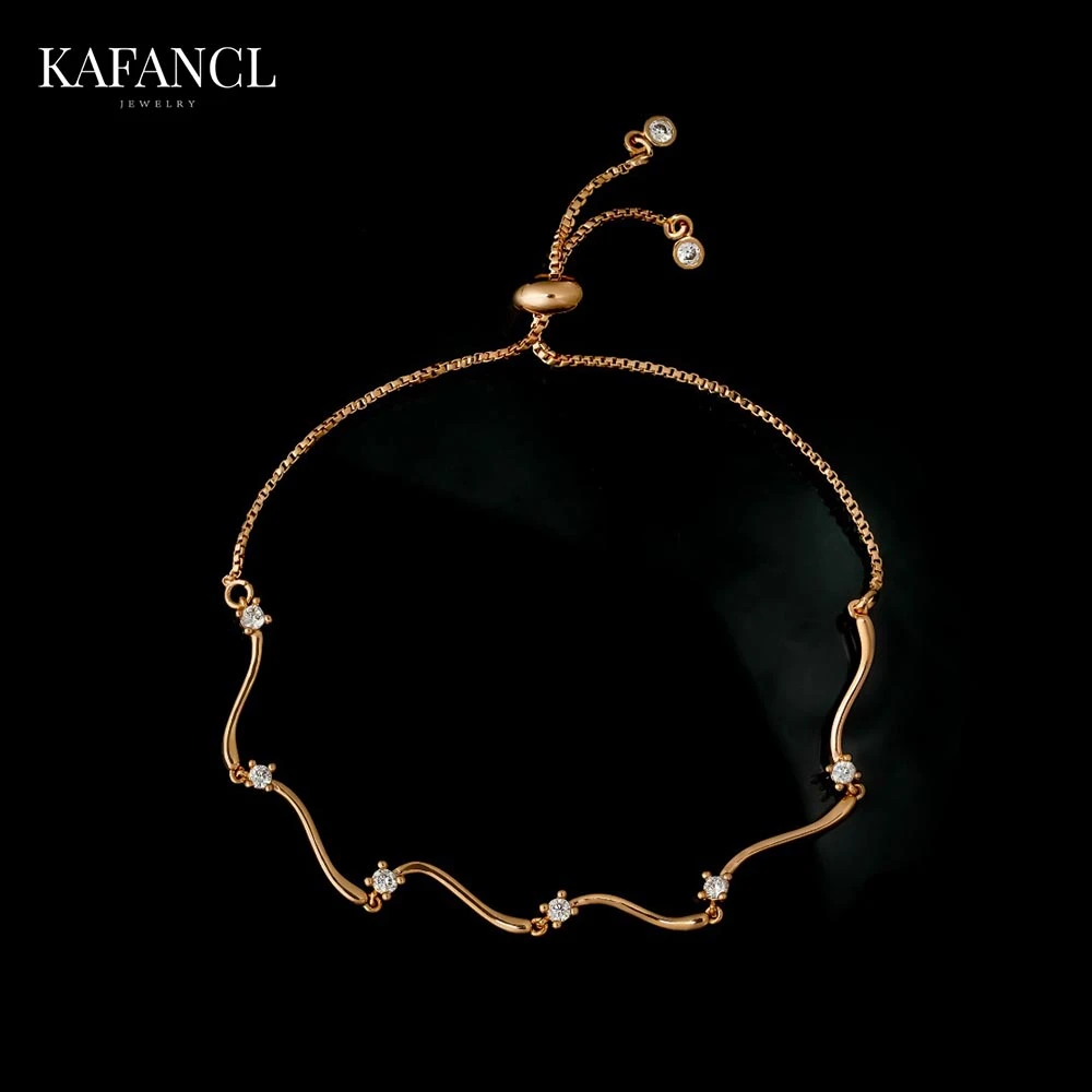 925银合成锆石手链 镀K金 简约波浪手链 ZF-C421