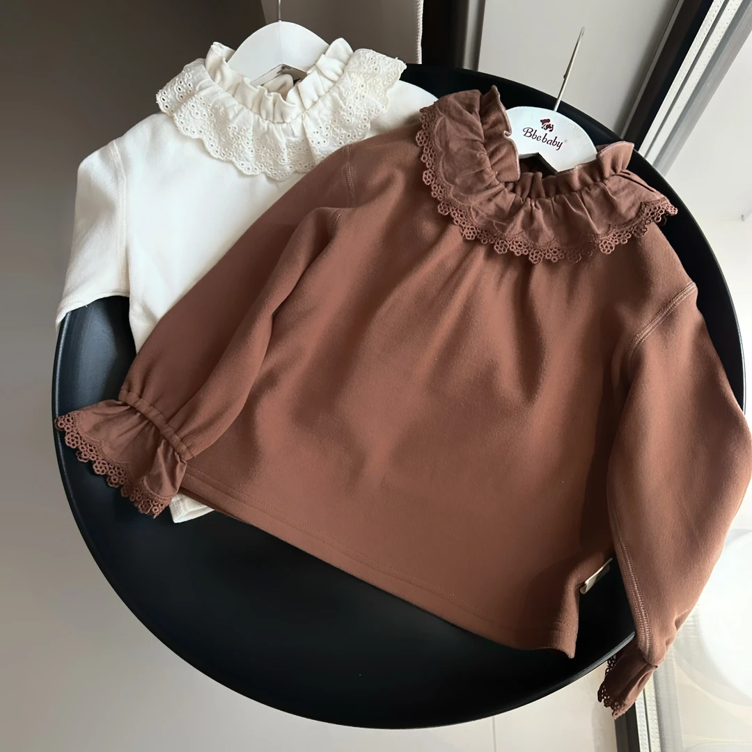 糯米棉儿童花边领打底内搭T恤