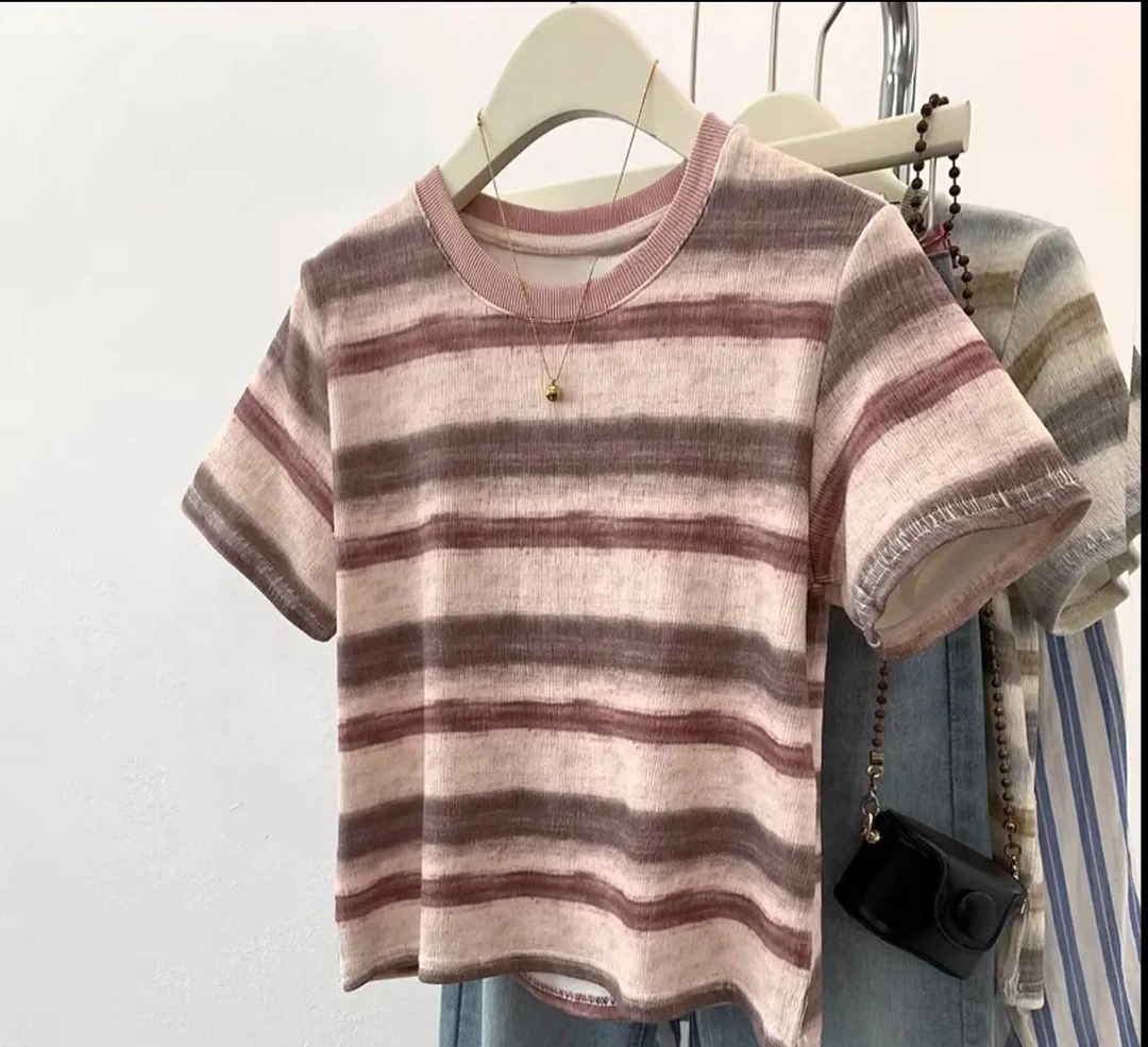 品质孤品，扣号叫名字备注编码下单女士半袖宽松条纹