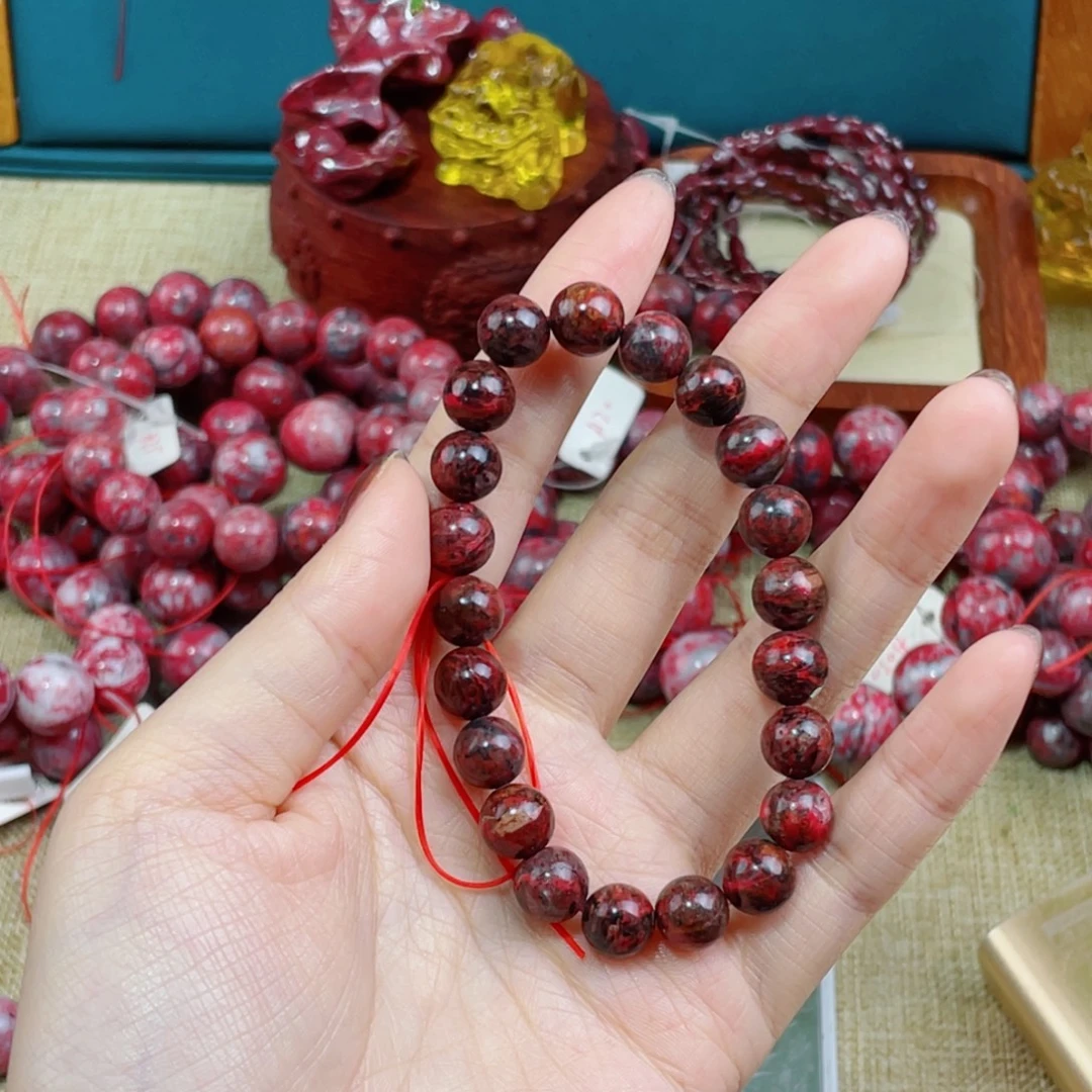海***色天然辰砂天然原石手串