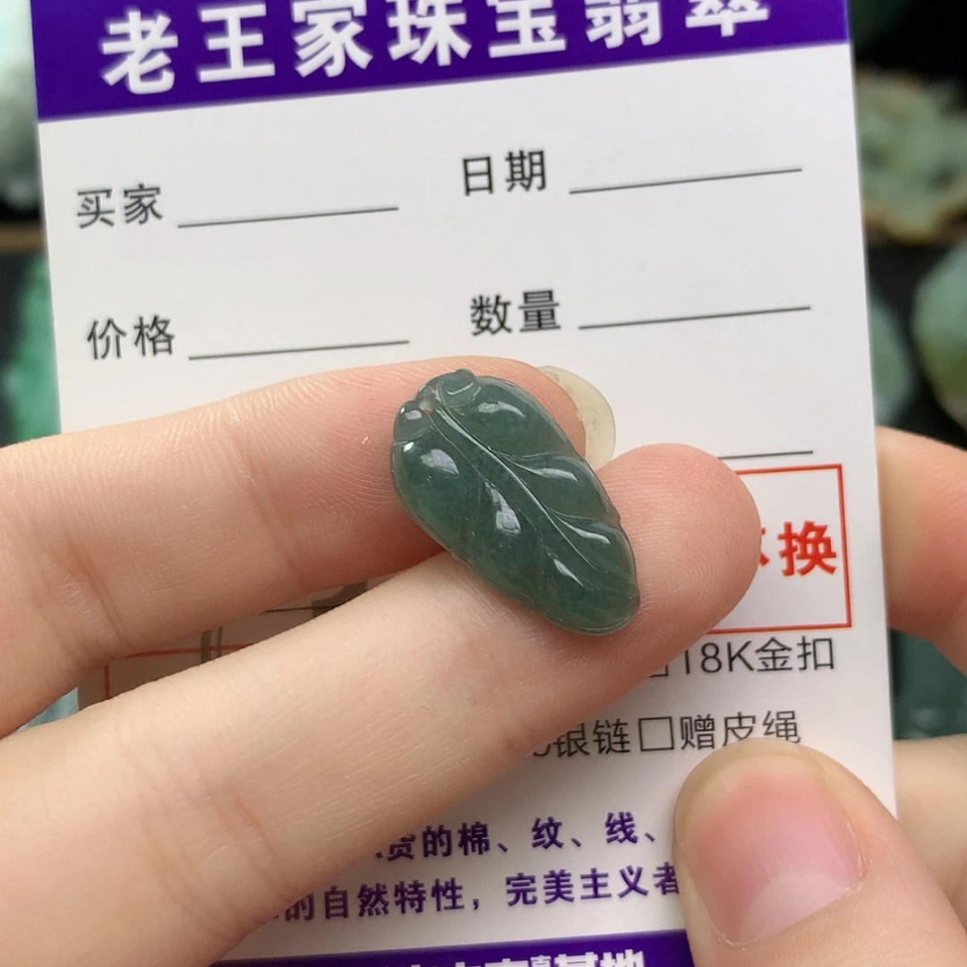 翡翠未镶嵌颈饰叶子