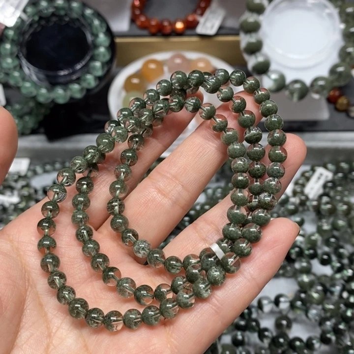 水晶手链未镶嵌绿幽灵聚宝盆手链