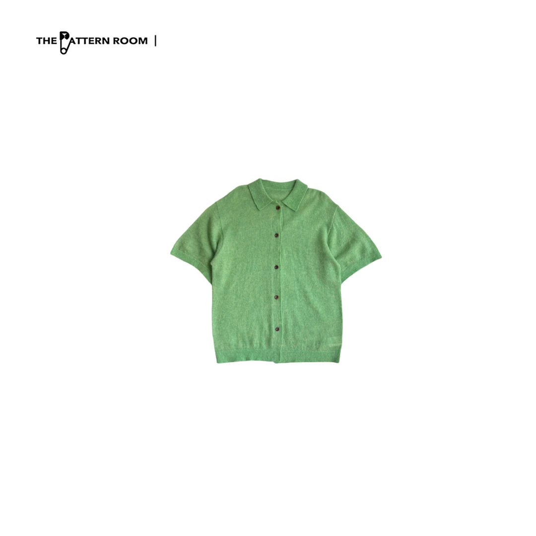 The pattern room｜薄荷曼波系列柔烟绿精织短袖开衫