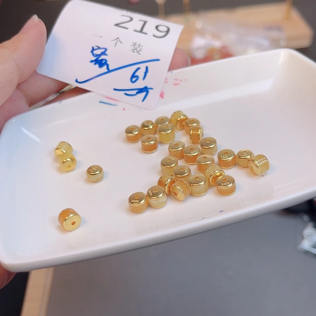水晶珠宝半成品银S925镀金镶嵌219 。