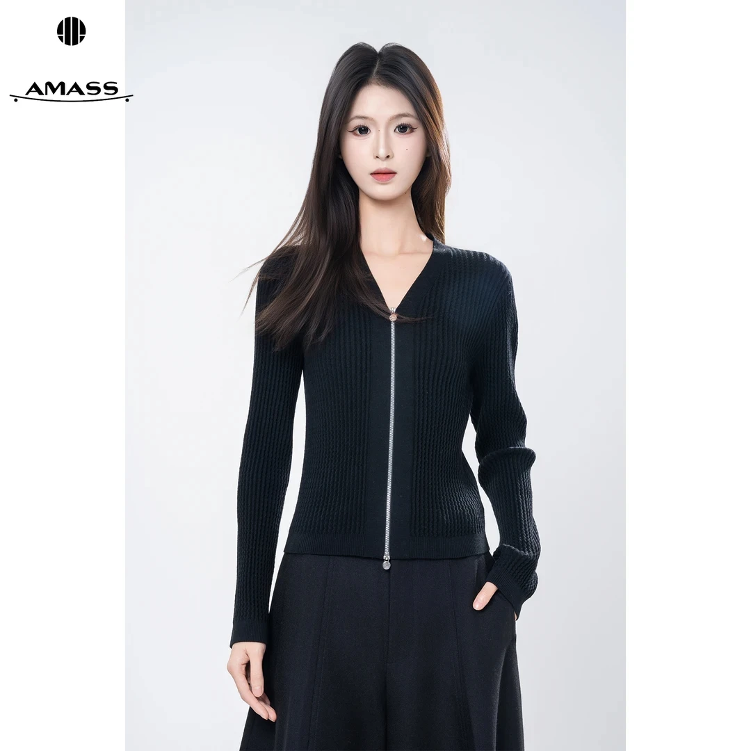 AMASS/阿玛施夏季薄款外套空调衫气质百搭短外套拉链开衫女548026