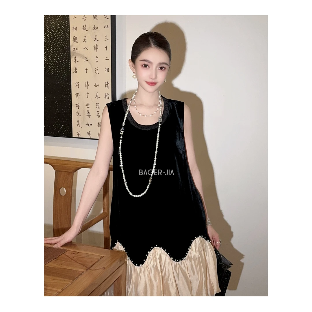 17-【花边丝绒裙】宝儿家含幂BE52225206XQ夏季名媛千金风丝绒裙子