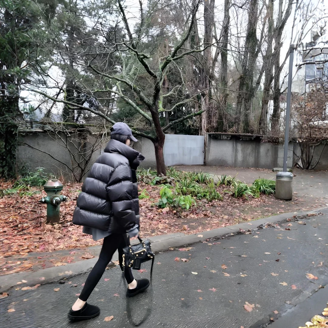 Dervo系列纯色无帽立领拉链羽绒服情侣款