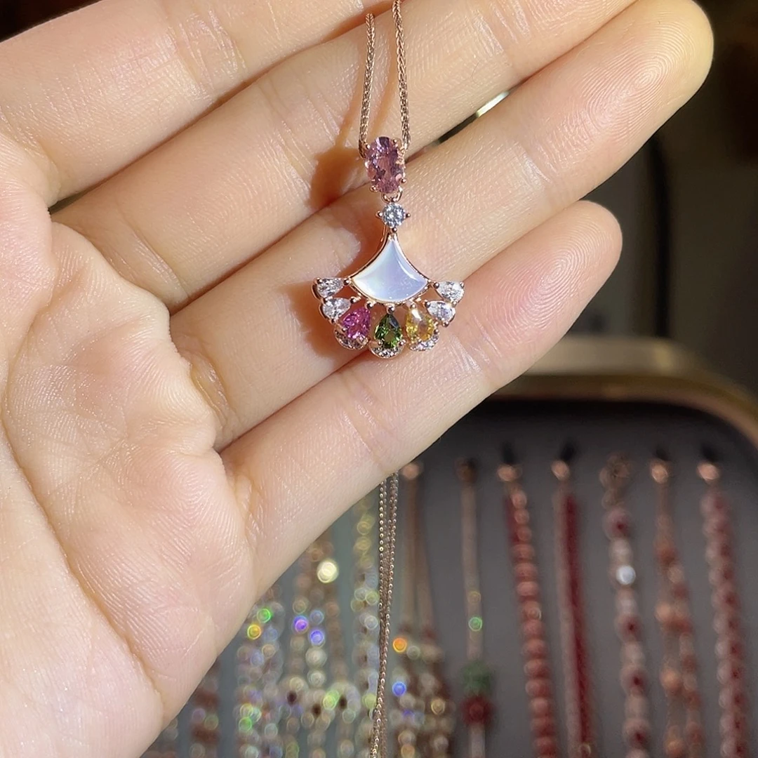 碧玺银S925镶嵌吊坠