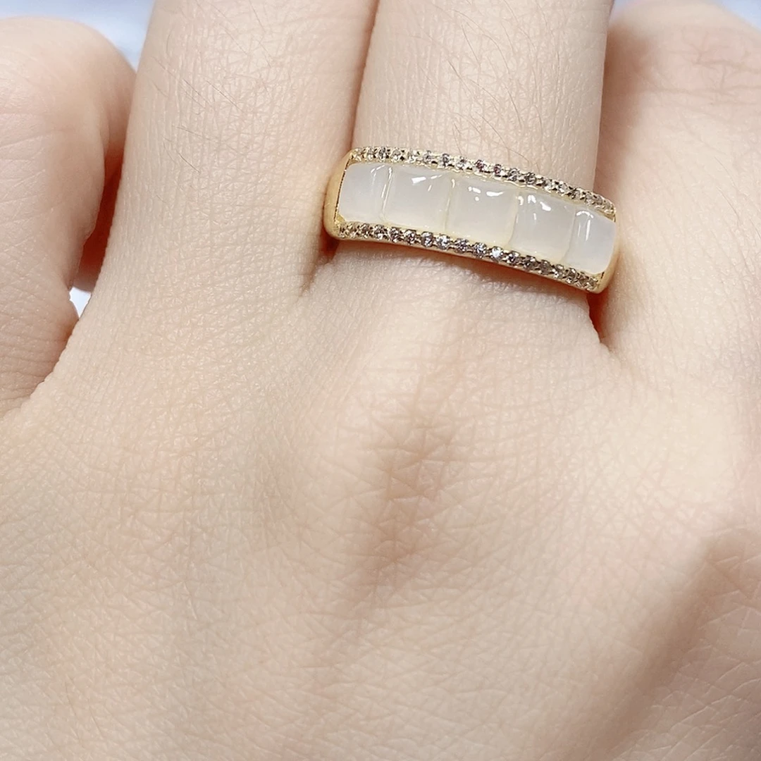 和田玉戒指银S925镶嵌大103