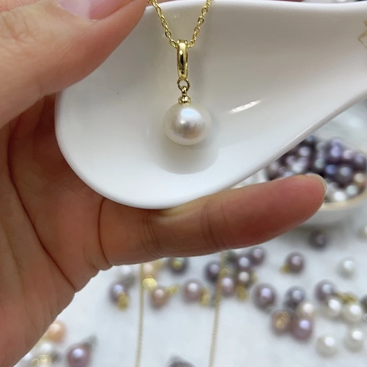 合金淡水珍珠紫珠金色万能扣22