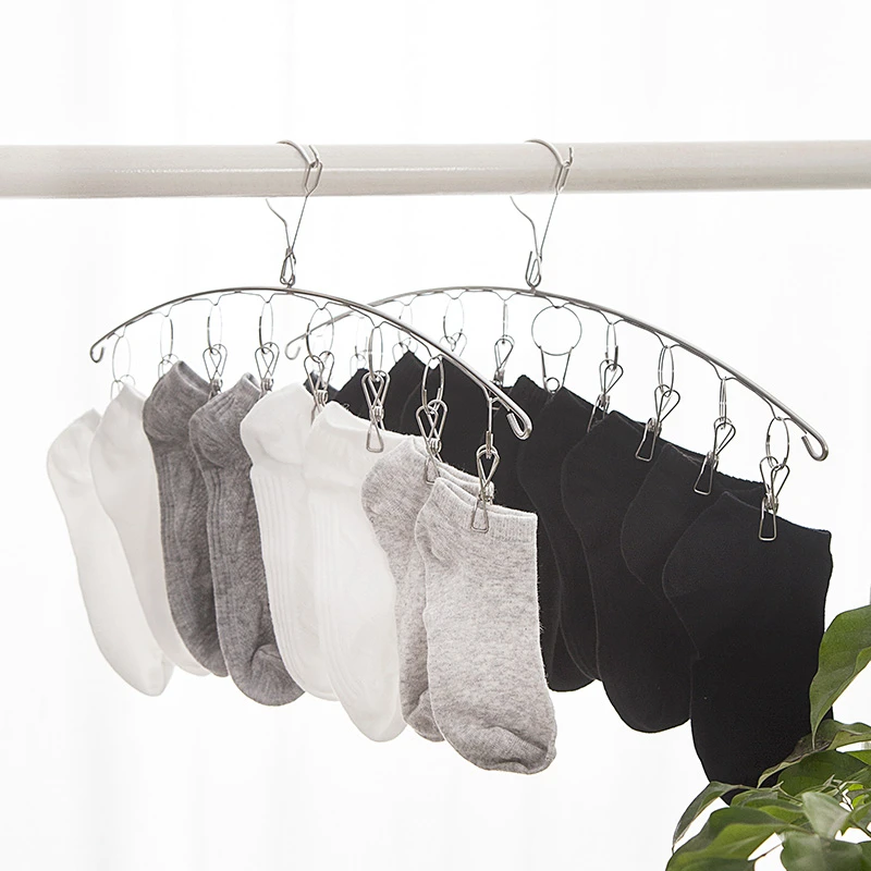 小型晒衣架防锈不锈钢家用衣袜防风阳台夹子挂钩袜夹晒衣架内衣架