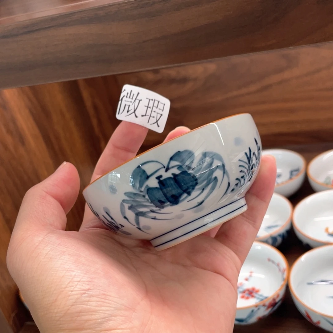 釉下手绘茶具微瑕