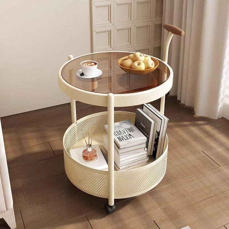 复古中古风可移动沙发边几阳台小茶桌高级床头侧边柜小茶几小推车