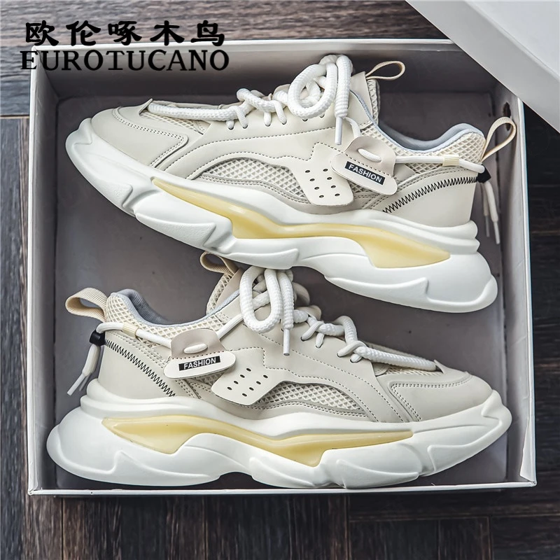 欧伦啄木鸟EUROTUCANO男鞋秋冬潮流运动鞋增高厚底网面鞋老爹鞋