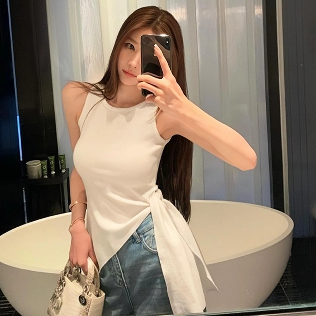 针织绑带吊带背心针织衫女2025新款爆款夏季薄款超好看无袖上衣女