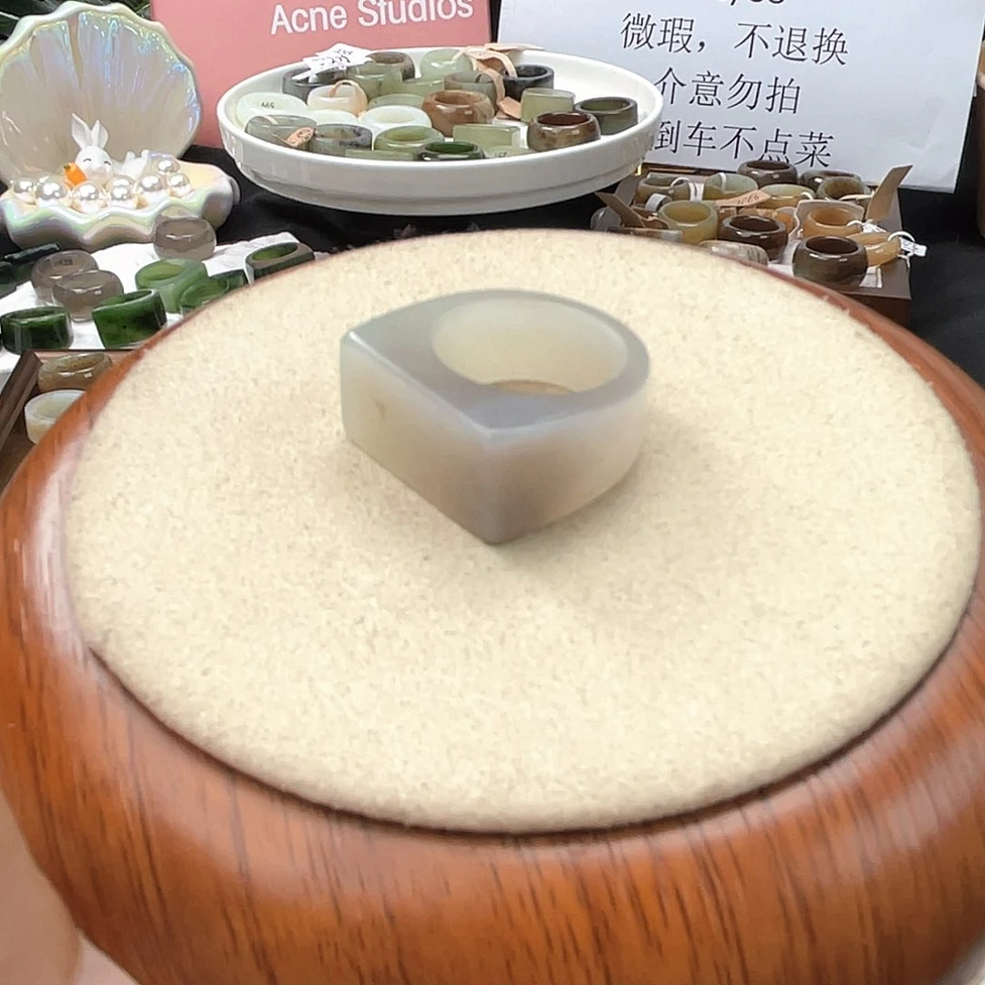 和田玉戒指未镶嵌c19飘紫马鞍15.4不退换