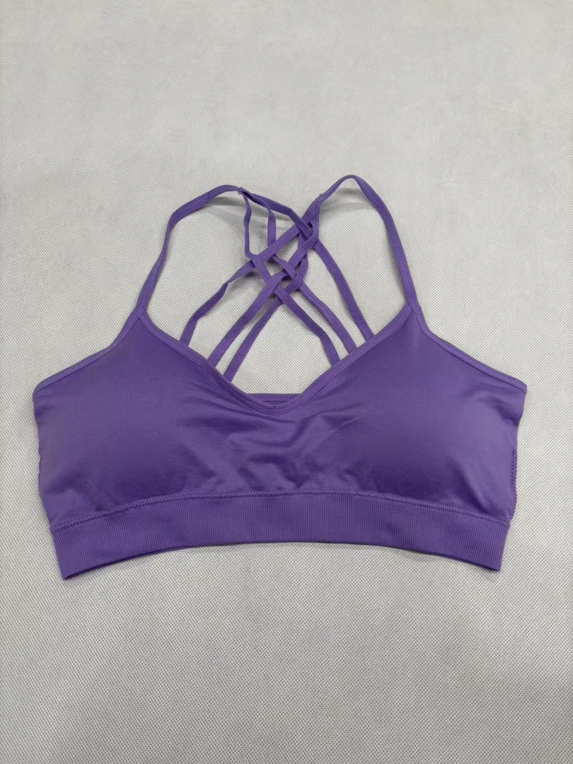 励志女孩大码可拆卸细肩带运动美背WX-紫色