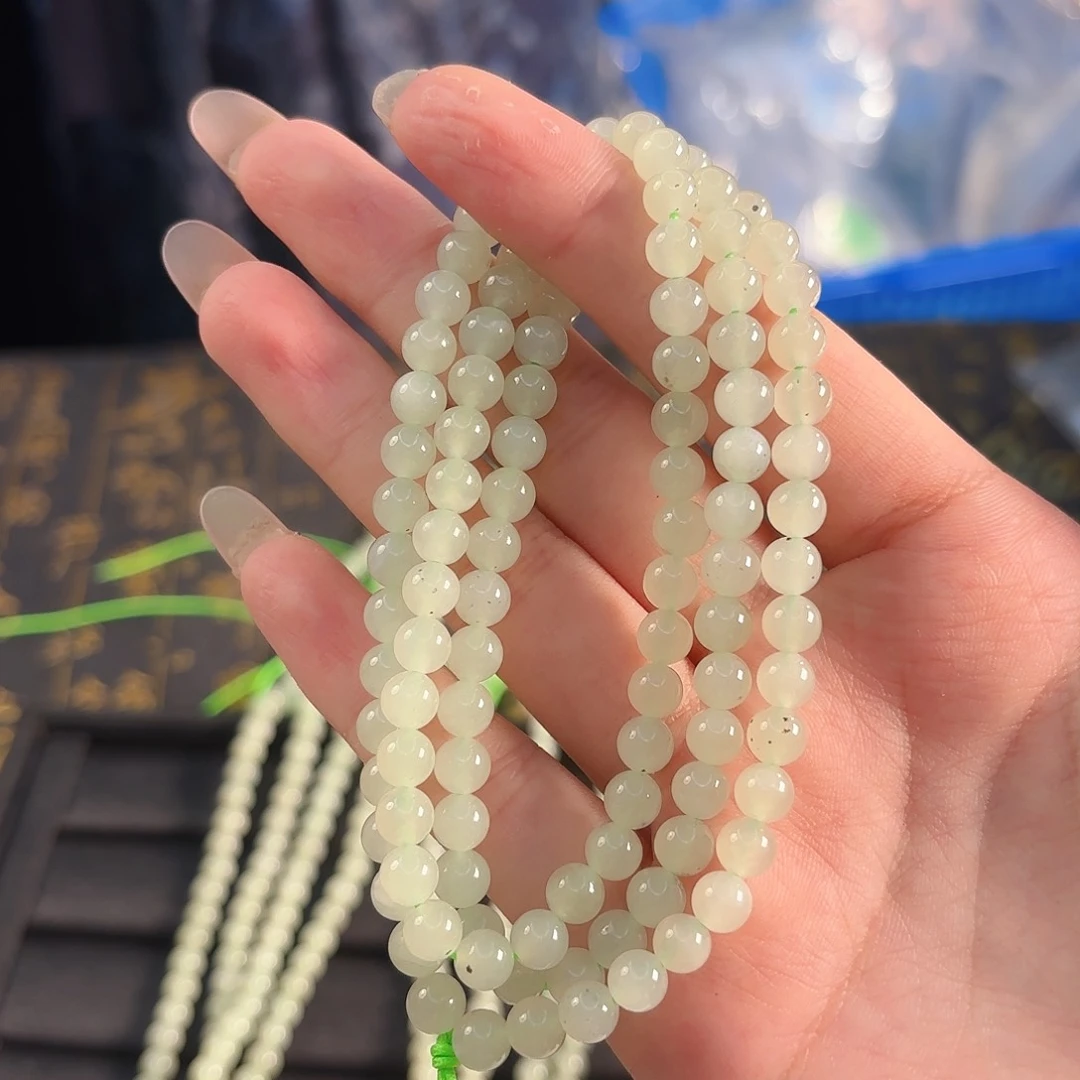 未镶嵌手链和田玉浅色清水卡6 108