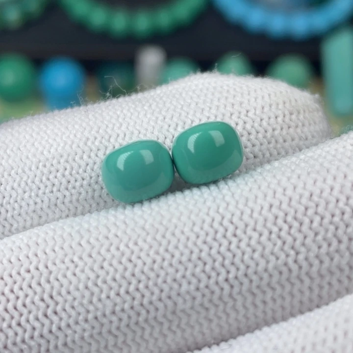 高瓷蓝绿8mm老型一对福利