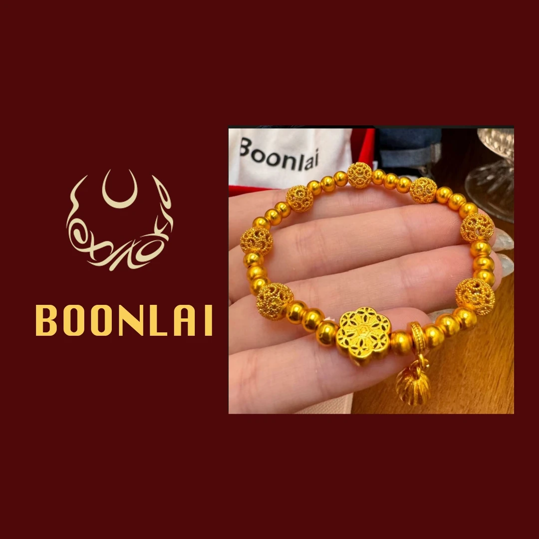 铜合金手链 Boonlai 黄色花朵拼镂空大珠珠手串1449
