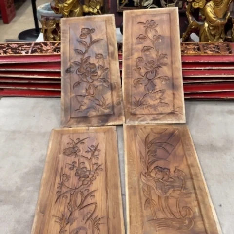 木木雕花板四片木雕