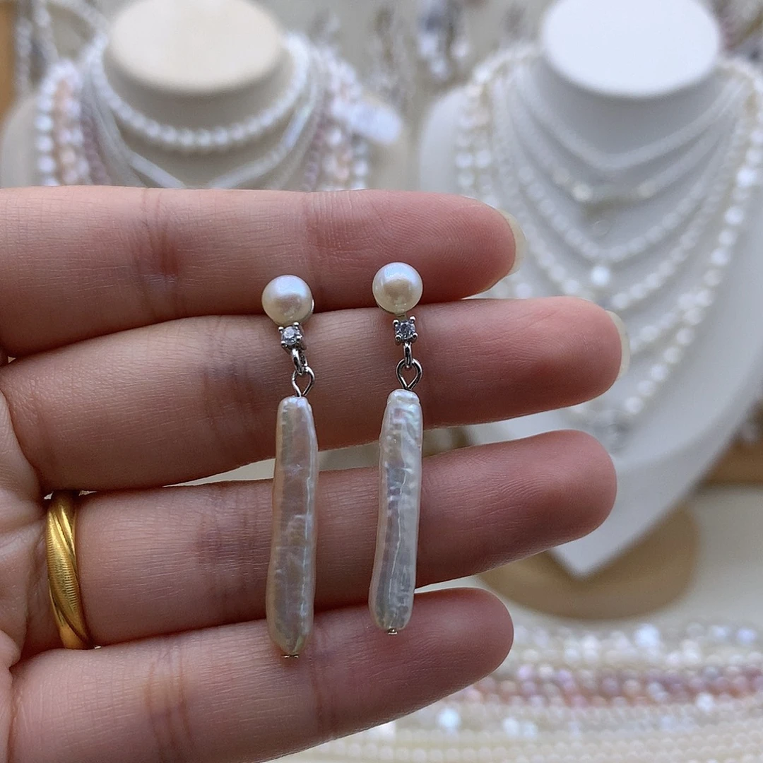 合金耳饰淡水珍珠