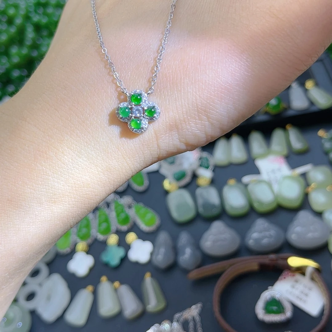 【闪购商品】翡翠银S925镶嵌颈饰翡翠