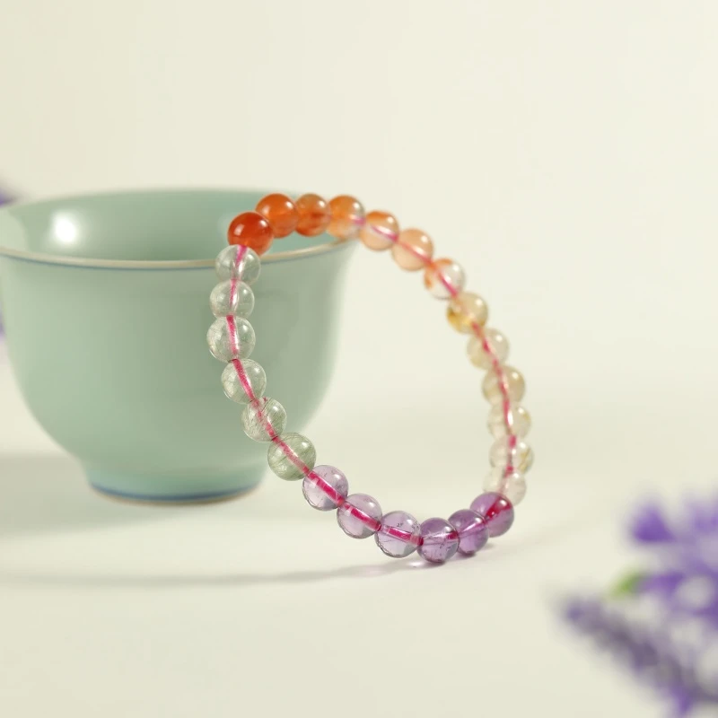 渐变彩虹多宝手链7mm+A1166