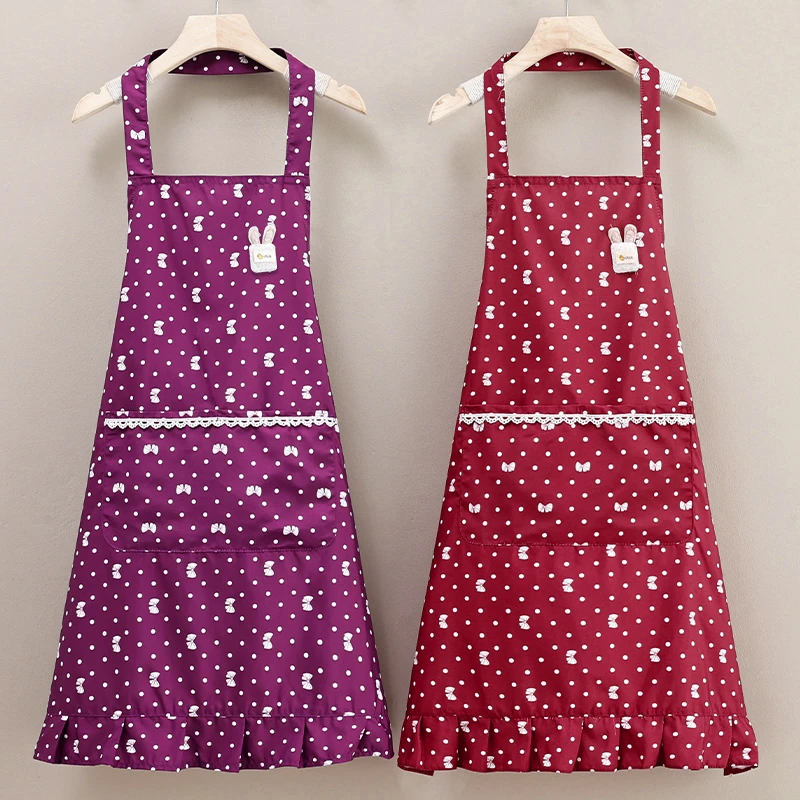 时尚女款吊带围裙厨房专用防水防油上班餐饮漂亮蝴蝶结防污工作服