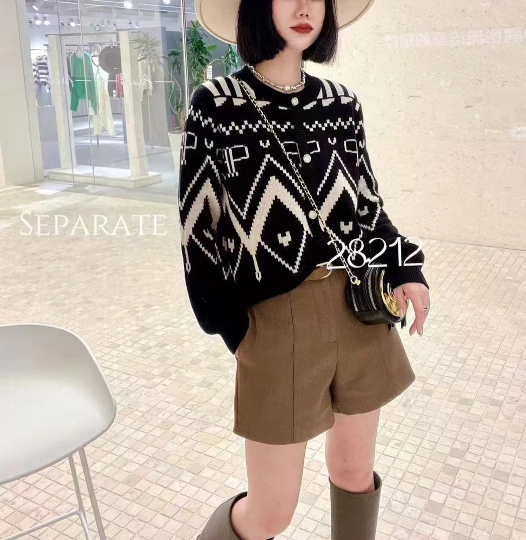 【芊荨精选】2024秋冬时尚百搭气质半高领提花气质针织衫S617#