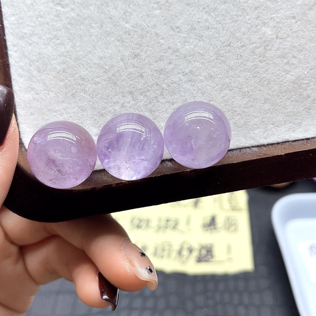 珠宝半成品未镶嵌水晶17紫水小球三颗18.5