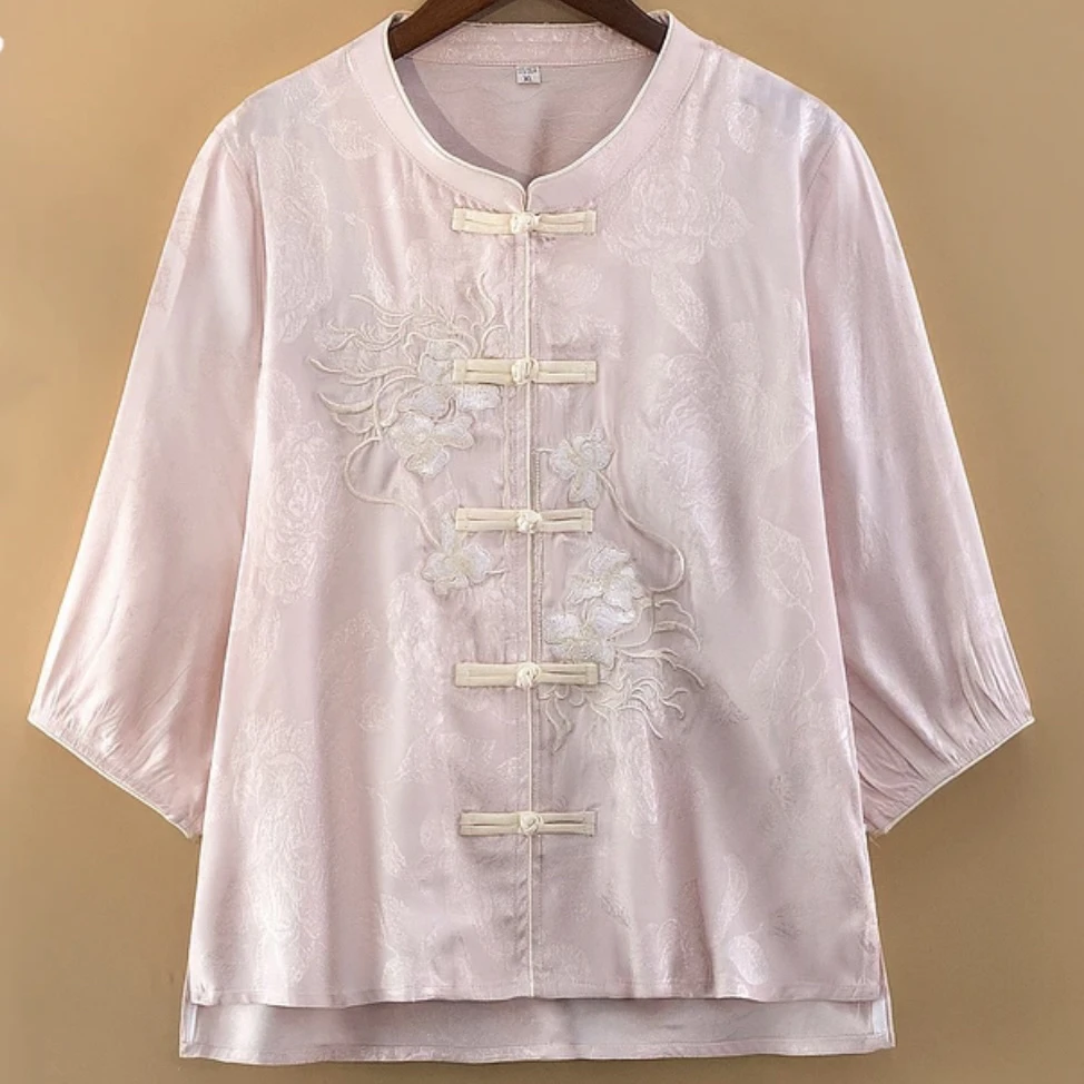 初桃绣-新中式刺绣国风透气品质休闲百搭衬衫