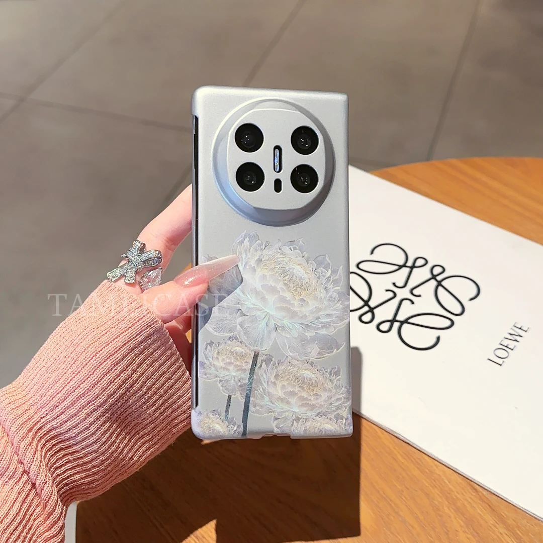 适用【华为MATEX6】昙花富贵金属漆折叠防摔高质感手机壳女款