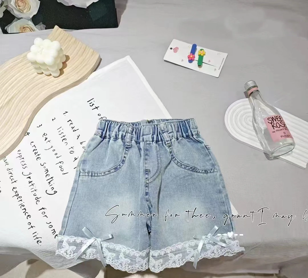 韩版女童夏季蕾丝花边牛仔短裤宝宝牛仔裤儿童夏装新款洋气裤子