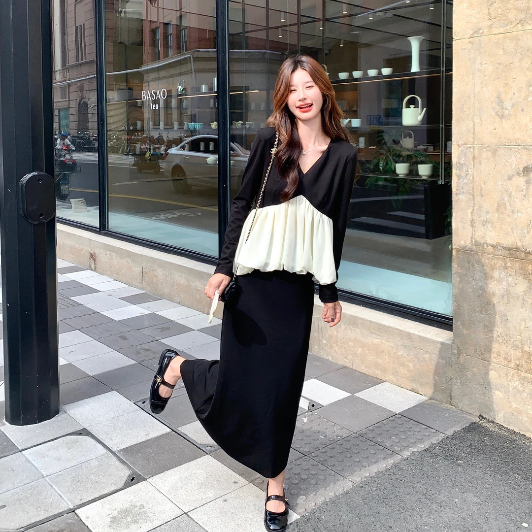 韩系气质百搭减龄套装女2025早秋新款设计感显瘦上衣半身裙两件套