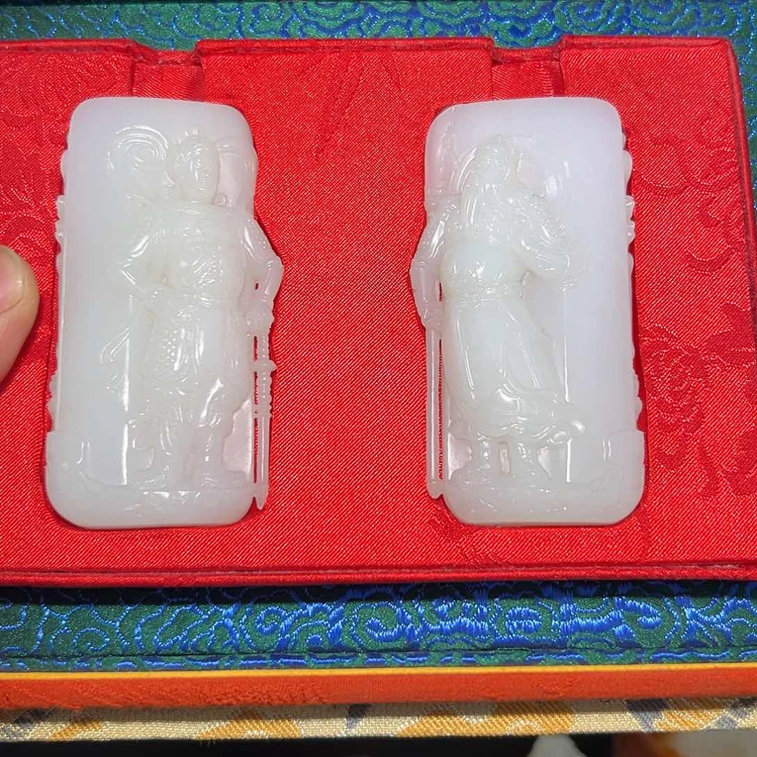 未镶嵌和田玉把件010左韦陀-右关公（防拍-可咨询）