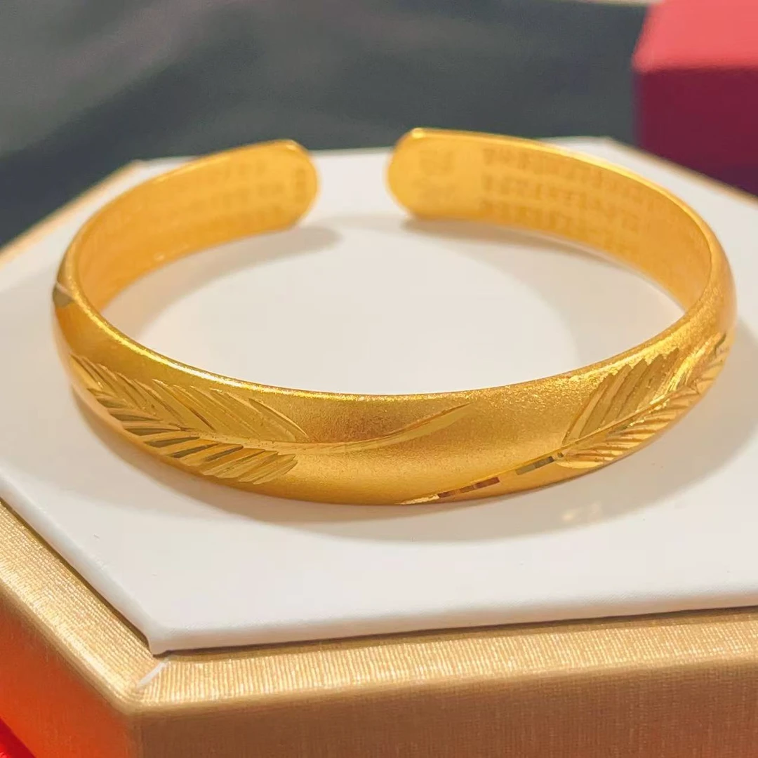 手镯F黄色时尚高端一叶暴富手镯开口可调节多样性发货258