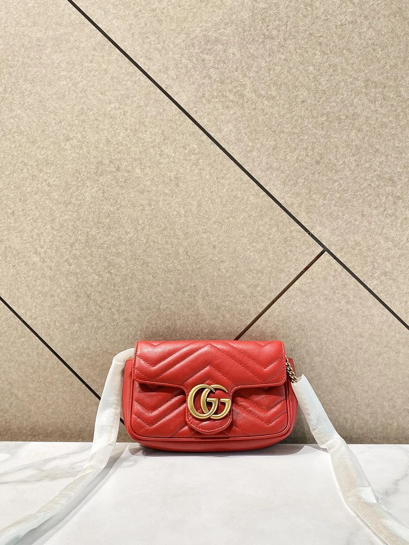 95新 GUCCI/古驰 帝爵鹏哥直播专享/红色马蒙mini单肩包