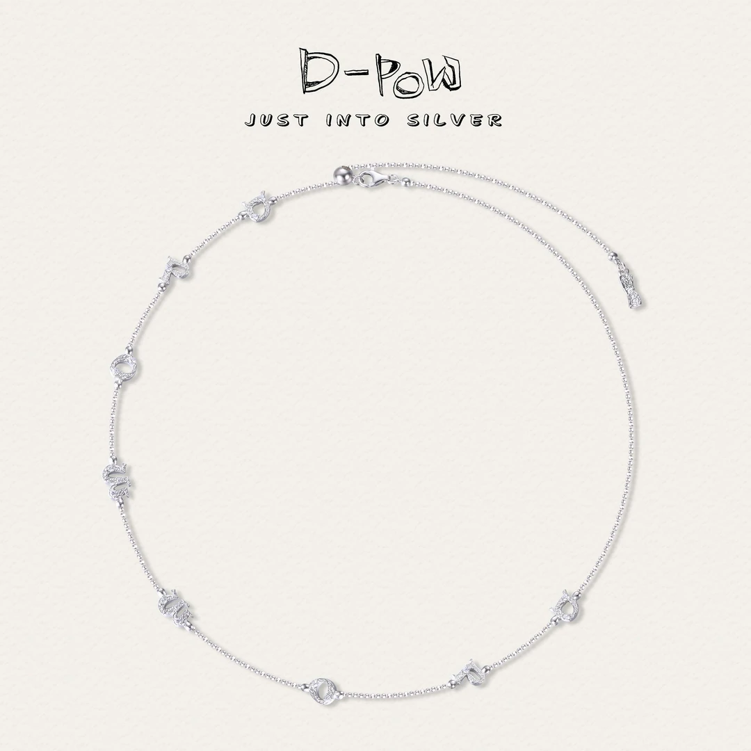 灯小炮 坠链均925银合成锆石 【D-POW】项链（53cm）（9298）气质轻奢