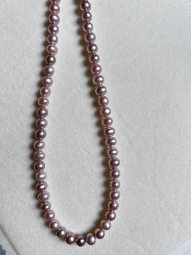 【可可玫瑰】淡水珍珠 紫色项链 5-6mm