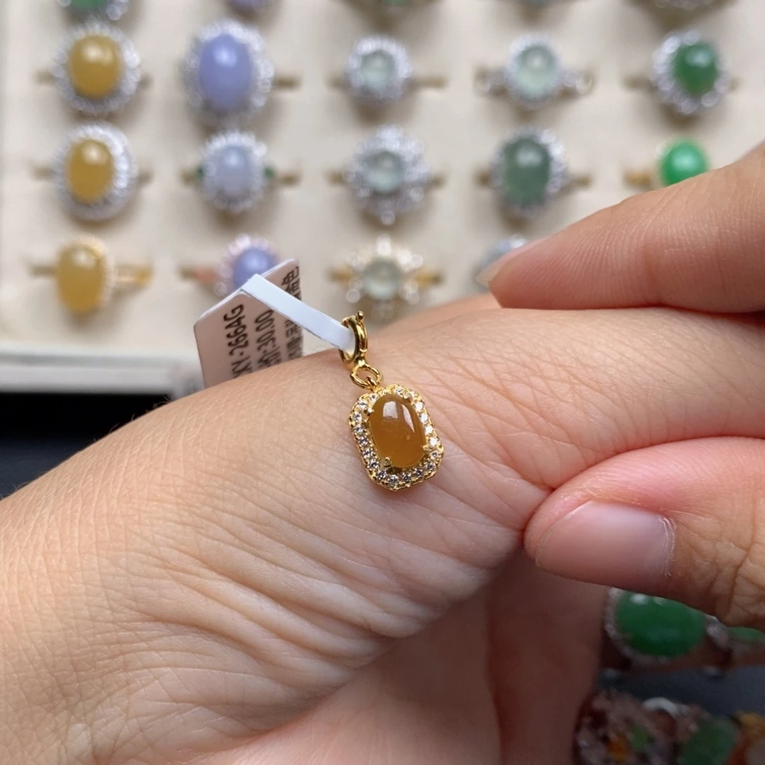 翡翠戒指银S925镶嵌无****儿戒指