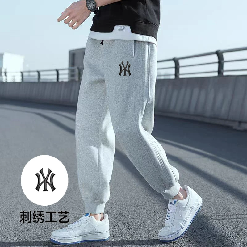 高级刺绣-华棉卫裤男秋冬拼条情侣韩版束脚裤运动风休闲时尚百搭