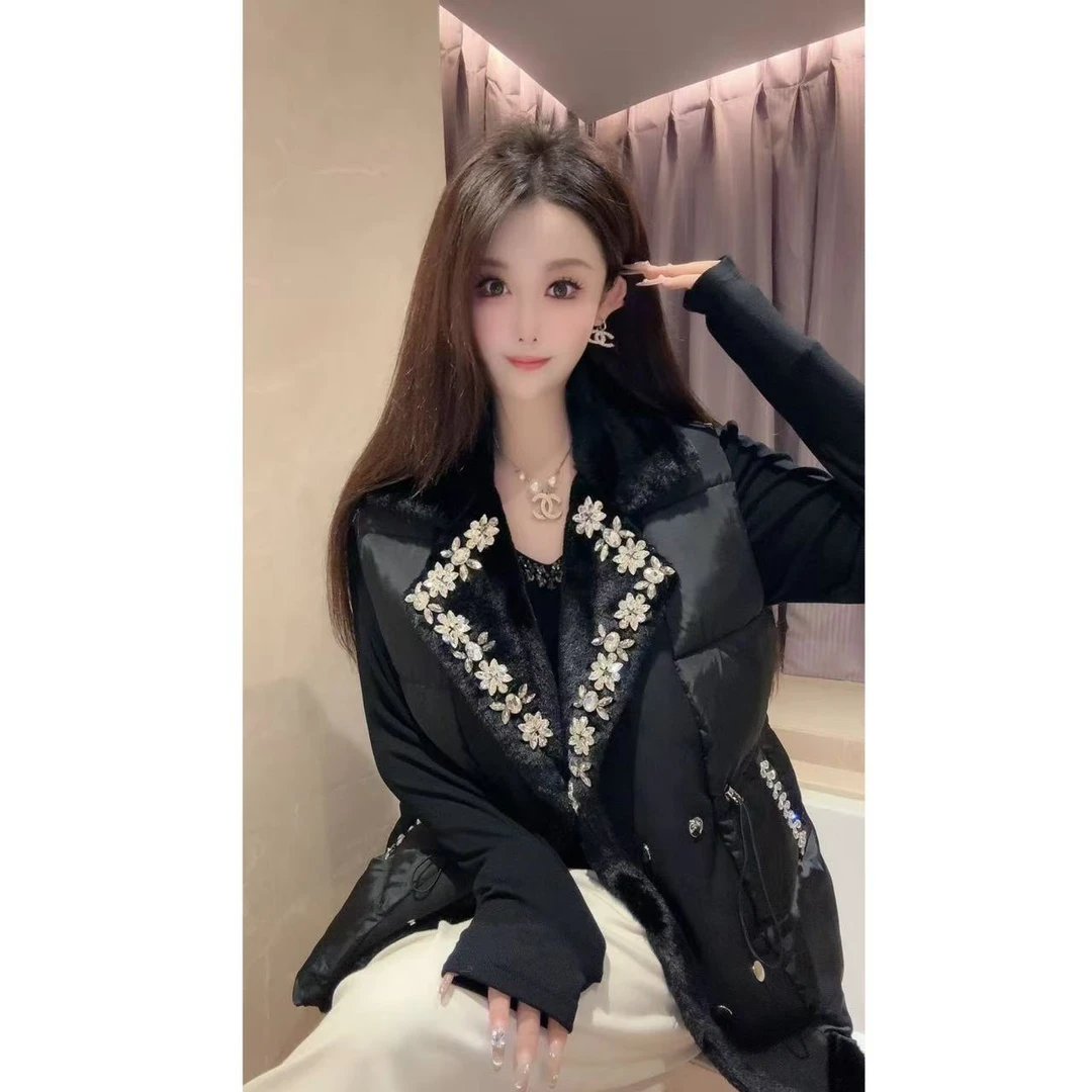 JY&JY橙子大大【冰岛颂歌】重工钉珠加绒加厚棉马甲外套 16563