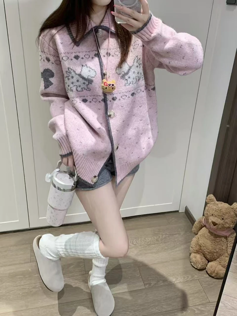 【065】编码小鹿精选费尔岛系列针织开衫可爱甜美软糯亲肤针织开衫