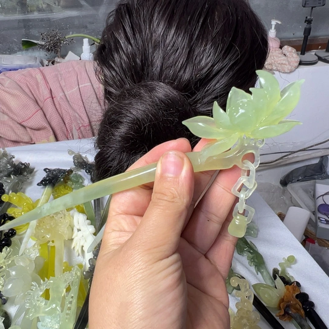 定制蛇纹石玉毛货发饰